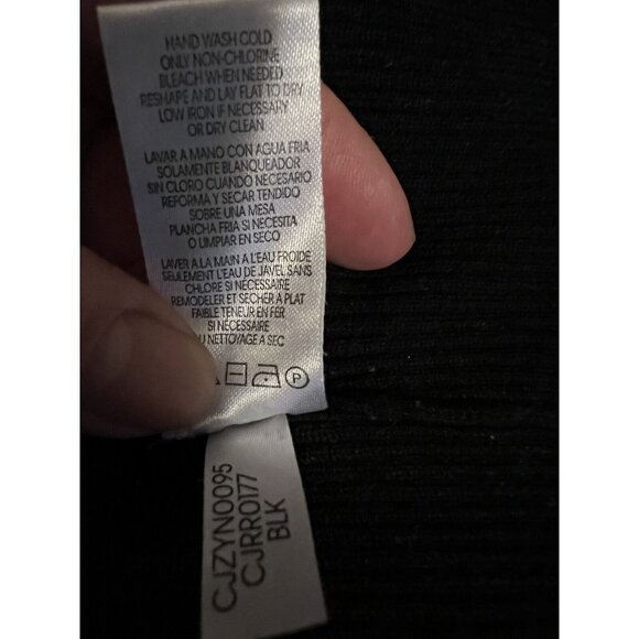 CALVIN KLEIN Women's Black Cropped Sweater Long Sleeve Pullover Ribbed - Picture 10 of 10